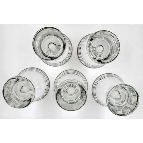 Dorothy Thorpe Style Platinum Silver Band Thick Shot Glasses Set of 5 - Picture 6 of 9